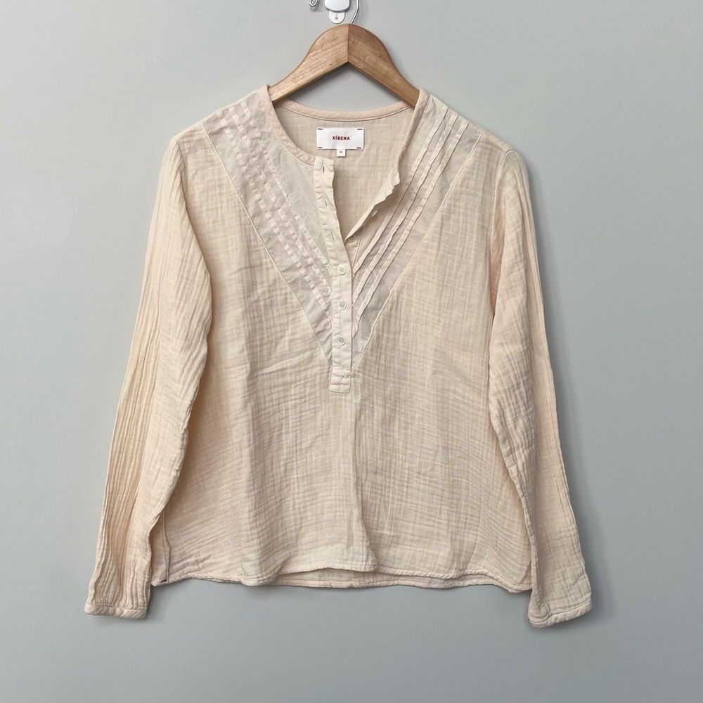 XIRENA | Lana Cotton Gauzy Popover Blouse Top Oat XS